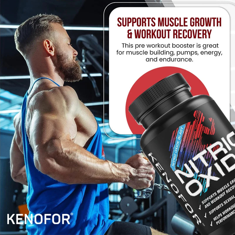 L-Arginine 120 Capsules – Nitric Oxide Booster for Blood Flow, Muscle Growth, Energy & Endurance
