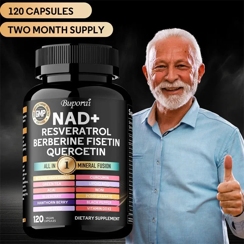 NAD+ Resveratrol Berberine Fusion โ 1000mg | Cellular Energy, Endurance & Healthy Aging