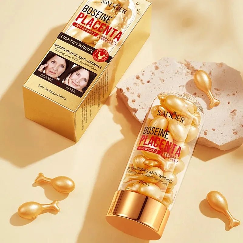 Placenta Essence Capsules – 25pcs | Anti-Wrinkle, Brightening & Acne Care Serum