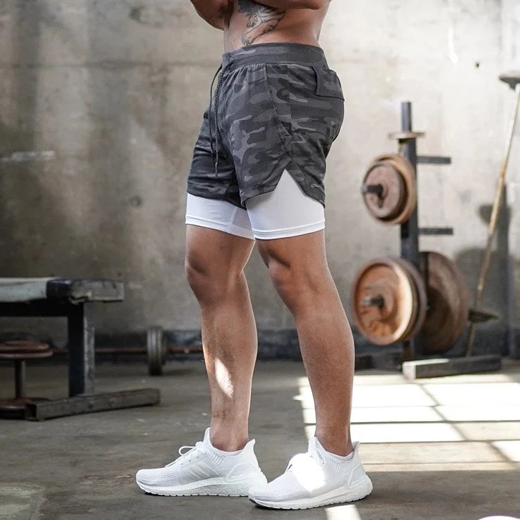 Men's Camouflage Mesh Running Shorts with Multiple Pockets Casual Beach Fitness Skinnies for Everyday Style