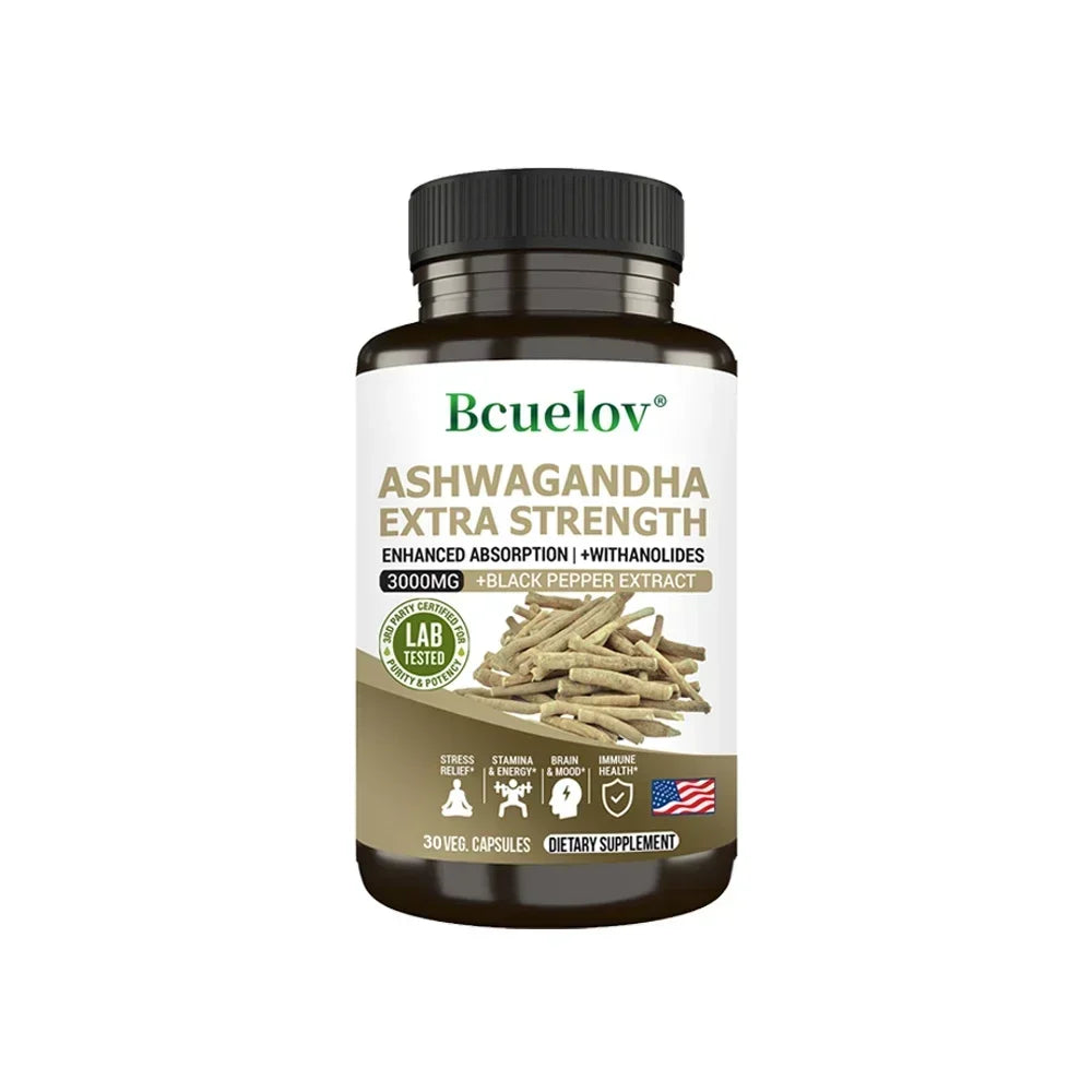 Ashwagandha 3000mg with Black Pepper – Stress Relief, Sleep & Immune Support | Vegan & Gluten-Free