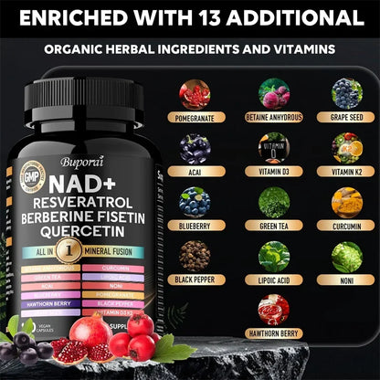 NAD+ Resveratrol Berberine Fusion – 1000mg | Cellular Energy, Endurance & Healthy Aging