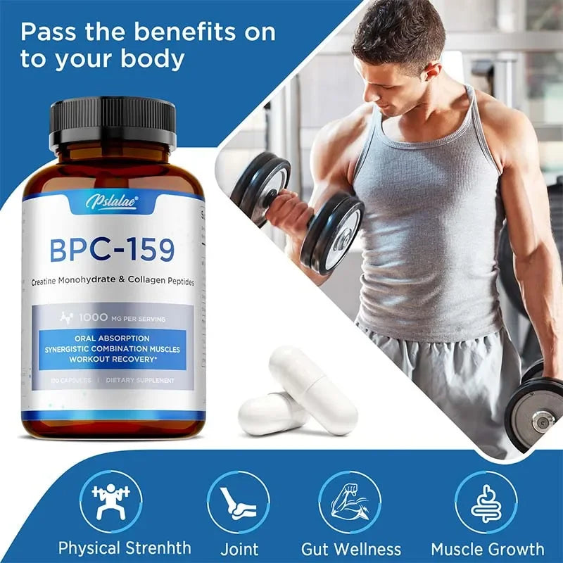 BPC-159 Peptide Capsules – Creatine & Collagen Blend for Muscle Recovery, Bone & Joint Support with Magnesium