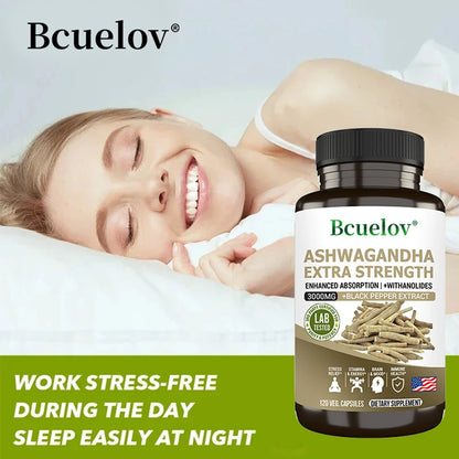 Ashwagandha 3000mg with Black Pepper – Stress Relief, Sleep & Immune Support | Vegan & Gluten-Free