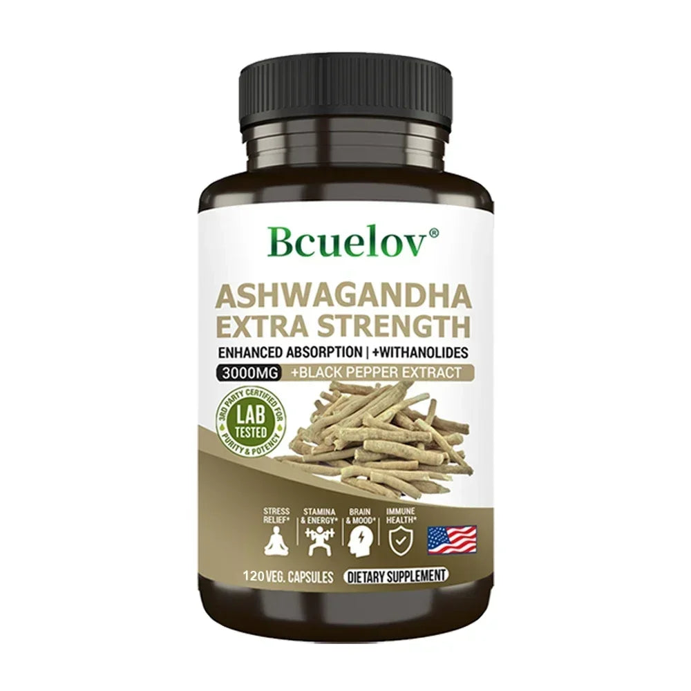 Ashwagandha 3000mg with Black Pepper – Stress Relief, Sleep & Immune Support | Vegan & Gluten-Free
