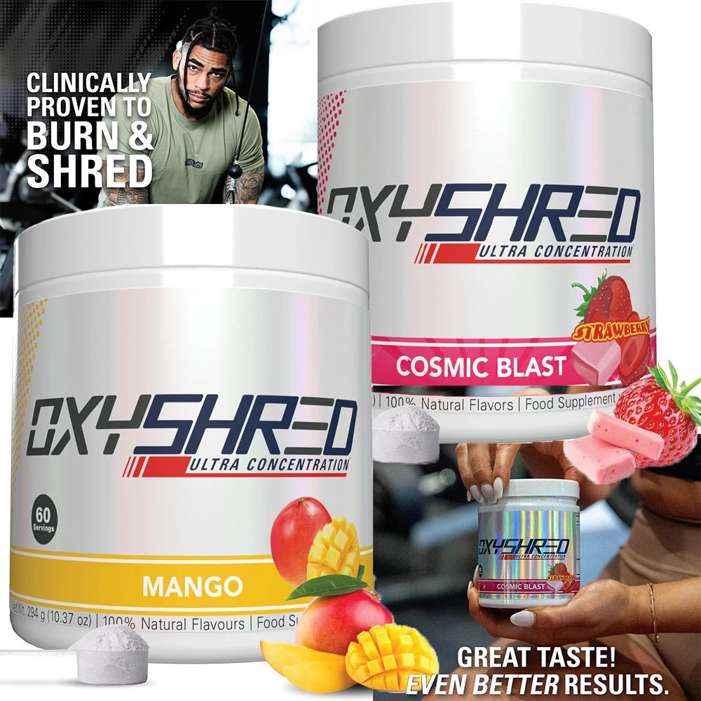 Oxyshred Pre Workout Powder - Preworkout Powder with L Glutamine & Acetyl Carnitine, Energy Boost Drink - Cosmic Blast and Mango