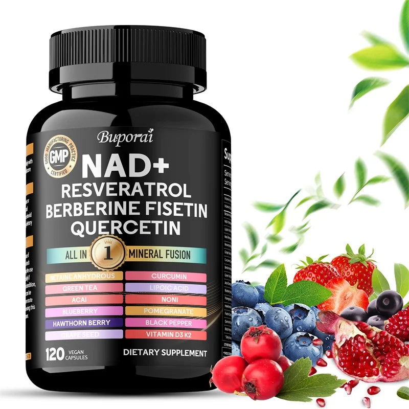 NAD+ Resveratrol Berberine Fusion – 1000mg | Cellular Energy, Endurance & Healthy Aging