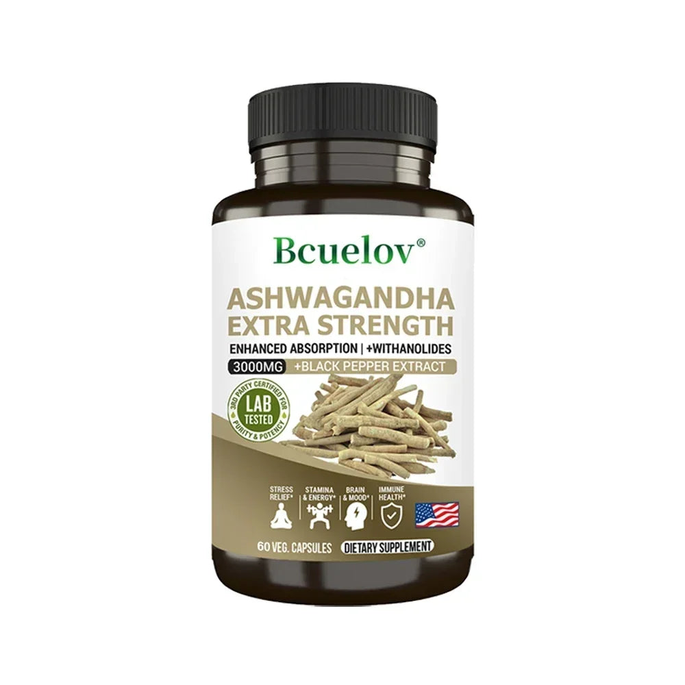 Ashwagandha 3000mg with Black Pepper – Stress Relief, Sleep & Immune Support | Vegan & Gluten-Free