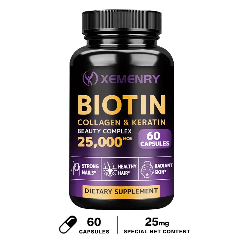 Biotin + Collagen + Keratin Capsules – 120 Count | Hair Growth, Strong Nails & Joint Support