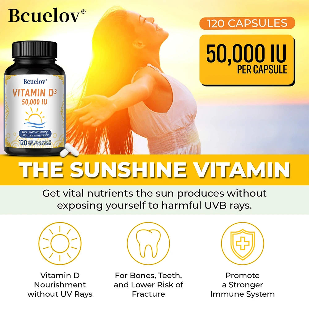 Vitamin D3 50,000 IU – 120 Capsules | Strong Bones, Heart & Muscle Support